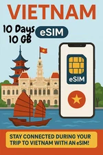 Best VIETNAM esim Data Travel e sim  High-Speed 5G /4G 📶 10 Days 10 GB