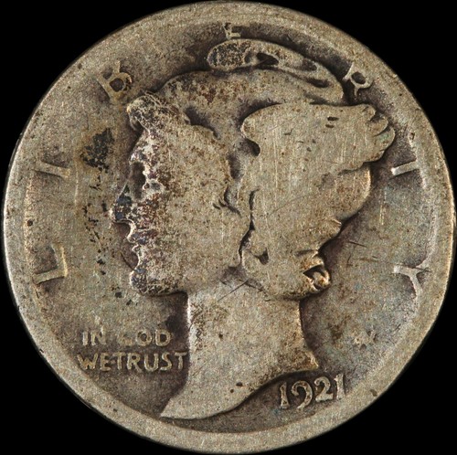 1921 Mercury Dime Silver US Type Coin Obsolete Philadelphia Key Date Circulated - Picture 2 of 3