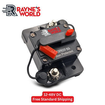 80 Amp Waterproof Circuit Breaker Auto/Marine/Solar 12-48V DC Manual Reset