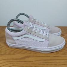 Vans Shoes Paisley Old Skool Canvas Suede Trainers Light Pink Size UK 5.5 Used 