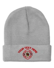 Your Text Here Custom Firefighter Logo Embroidered Beanie Skully Hat Cap