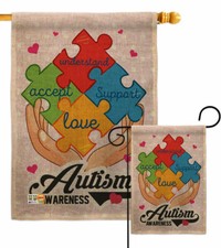 Autism Awareness Support Garden Flag Decorative Small Gift Yard House Banner