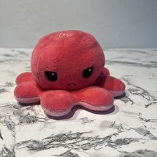 TeeTurtle Reversible OCTOPUS Pink Darker Pink Smile Frown Stuffed Plush 4"