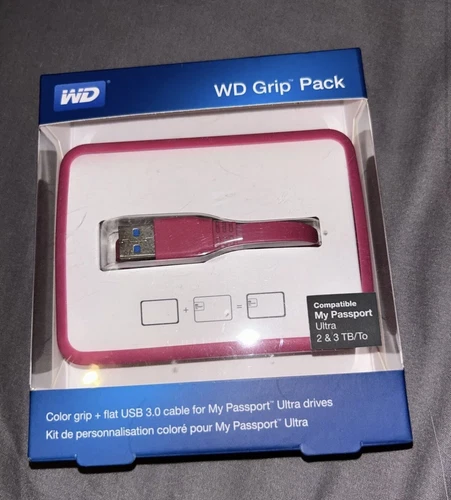 Genuine WD Grip Pack Case For 1 TB My Passport Ultra USB Cable Fuchsia NEW