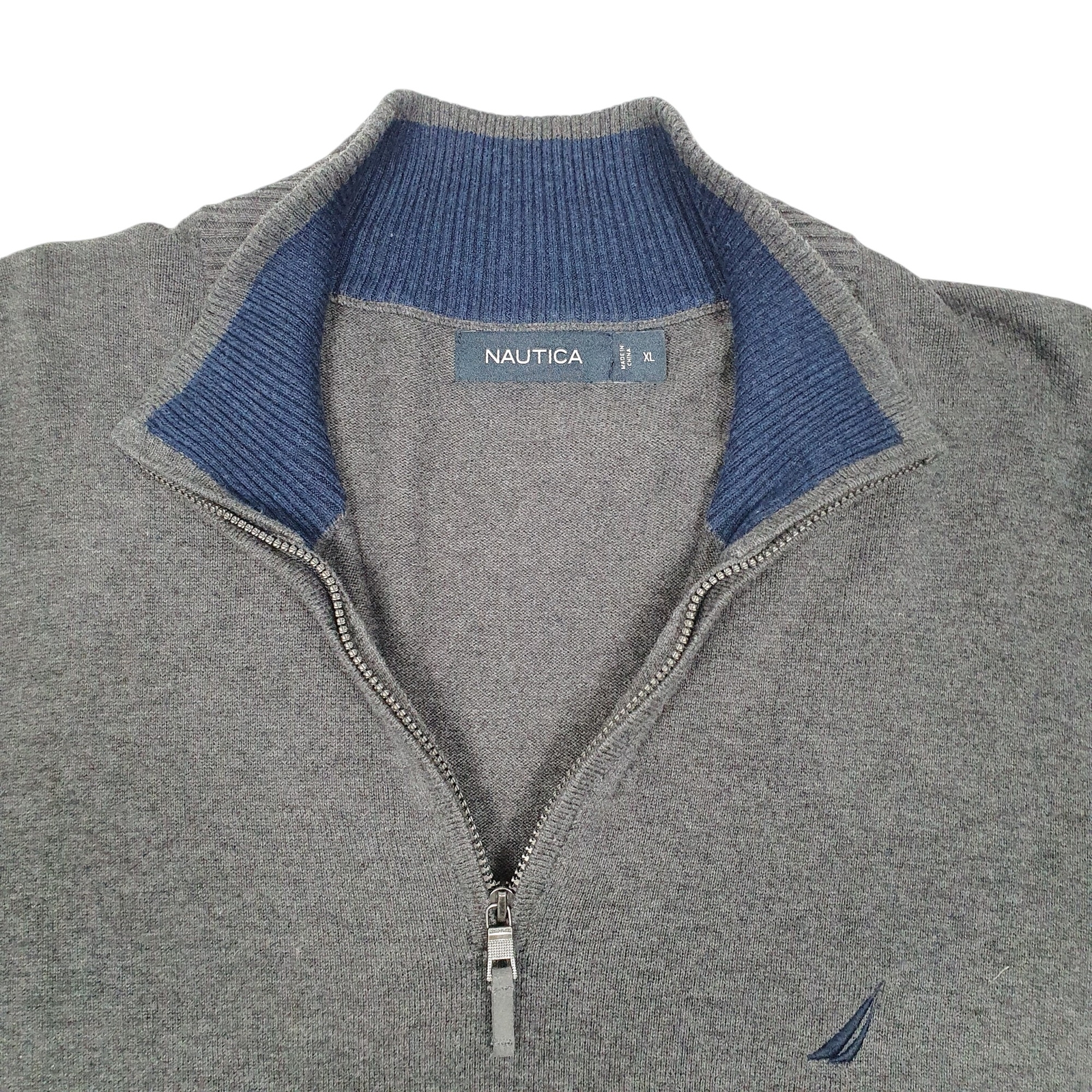 NAUTICA 1/4 Quarter Zip Knit Jumper Sweatshirt Mens XL image 2