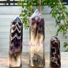 4-5 Pcs Large Natural Chevron Amethyst Obelisk Tower Point Crystal Energy