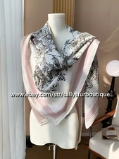 Sallys 18 Momme Jacquard Silk Wrap Scarf Stole Flowers Print Shawl 53" Pink