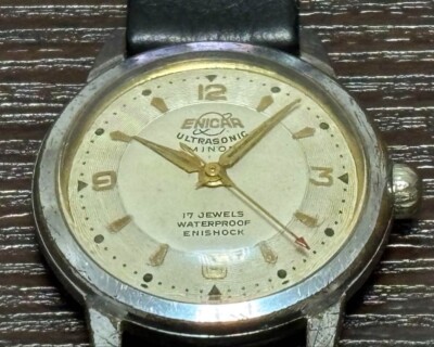 1950s ENICAR Enika Two-Tone Dial Anti-Magnetic & Earthquake-Resistant Swiss Made