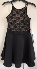 Emerald Sundae Black/Nude Lace Halter Dress - JUNIORS Size 7 NWT