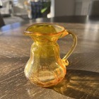 Vintage Amber Glass Mini Pitcher Handblown MCM 4” Tall — photo 1