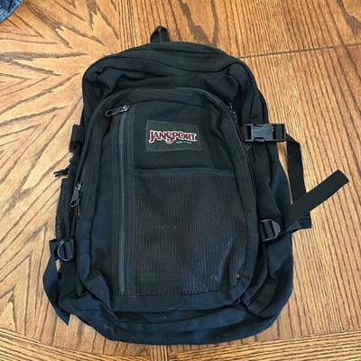 Vintage JanSport Backpack Black Mesh Front Made in USA 1993 Black