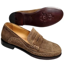 Office of Angela Scott Women's U.S. 9 -9 1/2 EU 39.5 Brown Brogue Suede Loafer