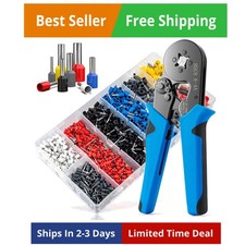 Ferrule Crimping Tool Kit with 1250PCS Wire Ferrules and Ratchet Tool Set