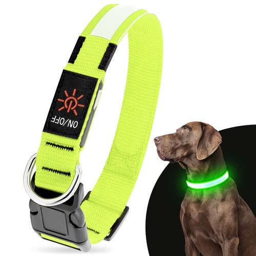 LED Dog Collar USB Rechargeable Light up Collar Flashing Pet Safety Light Glow