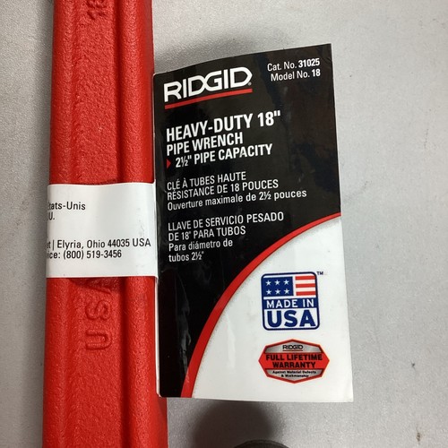 Ridgid 31025 Model 18 18-nch Multi-Sided Secure Grip Straight Pipe Wrench - Picture 3 of 5