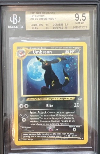 Pokemon Umbreon Neo Discovery 1st Edition Holo 13 BGS 9.5 HigHSuB 9.5/9.5/9.5/10