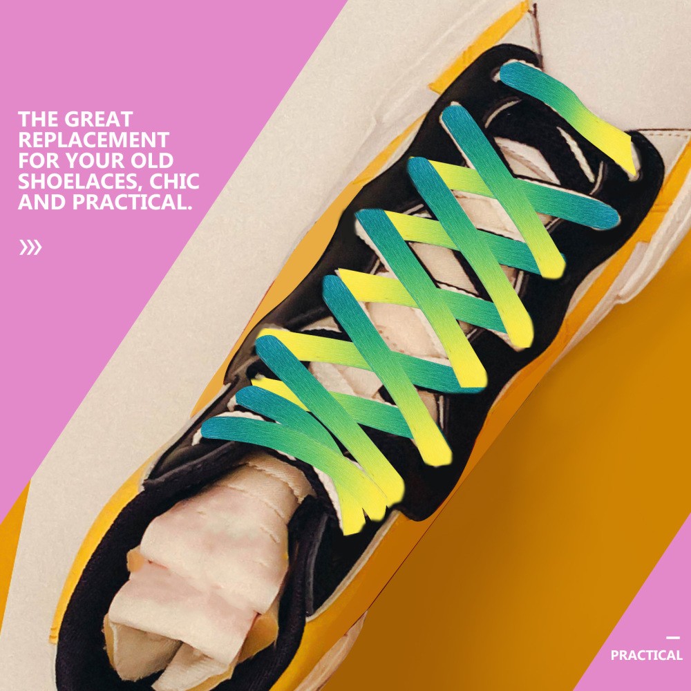 APL 20 Pezzi Lacci Elasticizzati per Scarpe da Ginnastica Lacci per Scarpe Colorati Sfumati