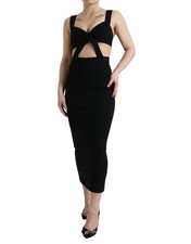 Dolce & Gabbana Black Cut Out Sleeveless Bodycon Midi Women's Dress