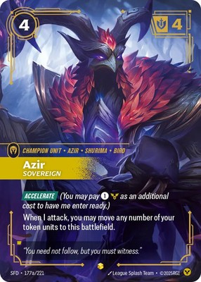 Riftbound, Azir, Sovereign (V.2 Showcase) Spiritforged, League of Legends, NM