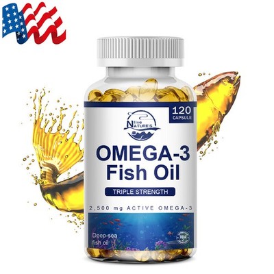 120 Omega 3 Fish Oil Capsules, 3x Strength 2500mg EPA & DHA, Highest Potency