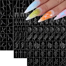 Airbrush Stencils for Nail Art, 3 Sheets Flame Star Geometric Nail Decals,