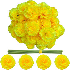 Marigold Flower Heads Bulk 50Pcs, Marigold Artificial Flowers for Diwali Home De