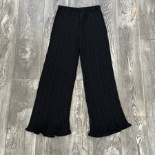 VINTAGE 80 s Sam Black High Waist Pleated Wide Leg Elastic Waist Pants Size L