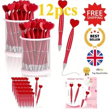 Valentine's Day Pens - 12pcs Heart Shape Rollerball Pens for School - Red Ink