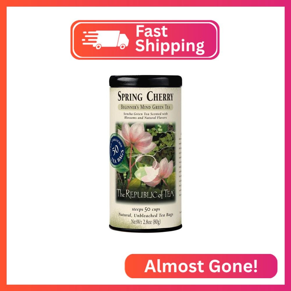 - Spring Cherry Green Tea, 50 Tea Bags, Sencha Green Tea