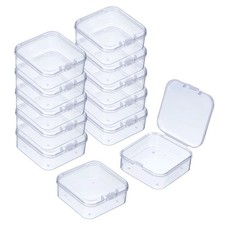 Contenedores de almacenamiento de cuentas de plástico pequeños 24 piezas con tapas cuadradas 1,8 x 1,77 x 0,79"