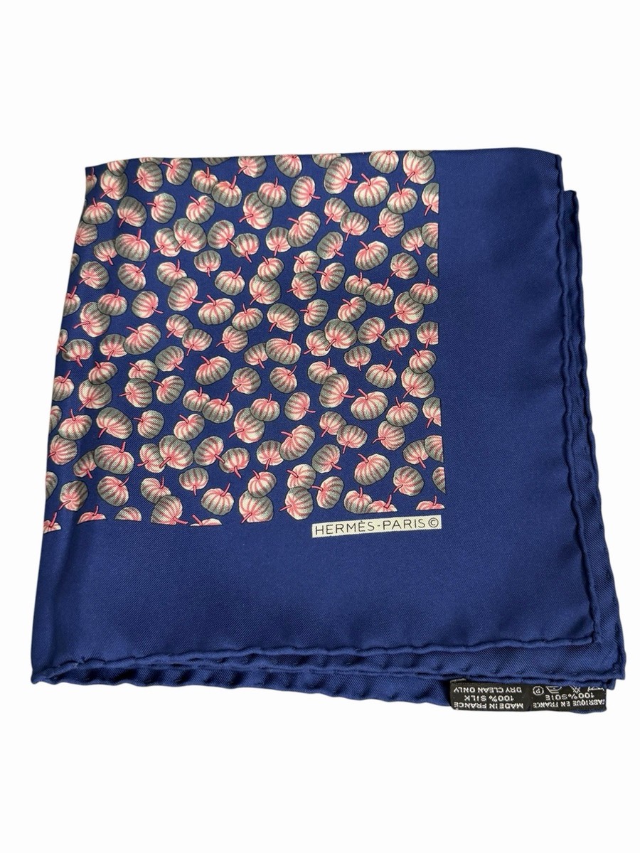 Vintage Hermes Silk Pocket Square Handkerchief 100% Silk Made