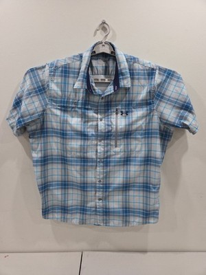 Under Armour Shirt Men XXL Blue Plaid Button Down Performance Vented Breathe
