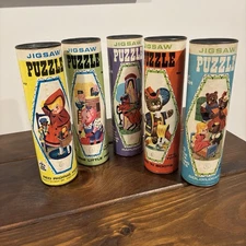 5 Vintage H-G Toys Puzzle Lot - Goldilocks, Three Little Pigs, Rapunzel, More