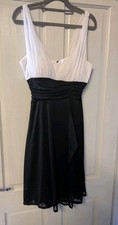 Designer Black And White Floaty Cocktail Dress - Betsy And Adam - US 8/UK 10