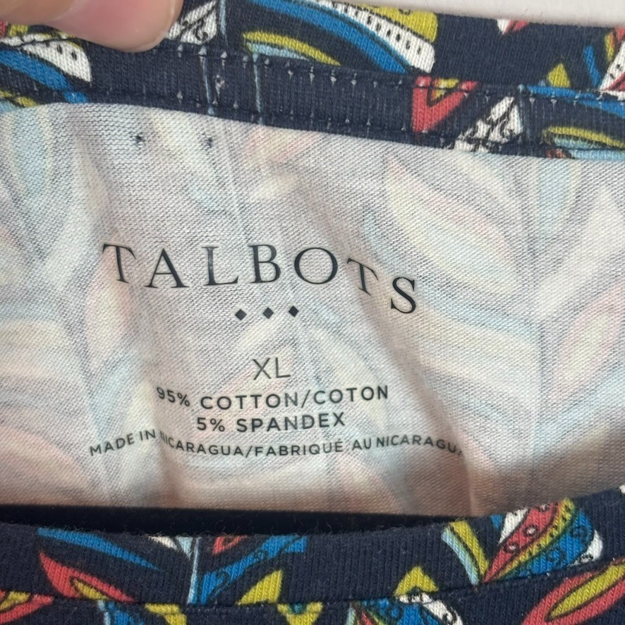 Talbots Cotton Stretch Long Leaf Pattern Long Sle… - image 2