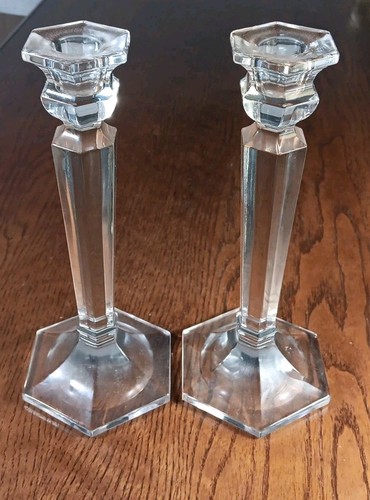Glass Candle Holders 2 Elegant Tapers Vintage  - Foto 1 di 11