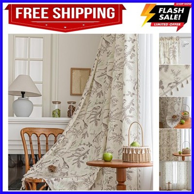 Boho Floral Curtains French Country Farmhouse Curtains 102 Inches Long Light ...