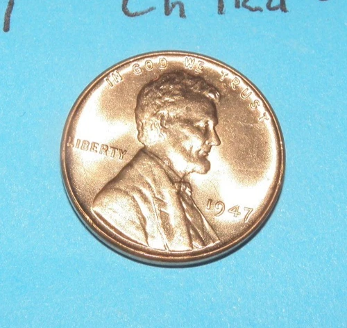 1947      LINCOLN WHEAT CENT   CHOICE BRILLIANT RED UNCIRCULATED  #2