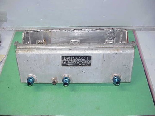 Dan Olsen Aluminum Dry Sump Oil Pan for SB Chevy with three -12 AN Pickups