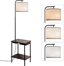 Floor Lamp with Table  Drawers, End Table Lamp with USB Charging Portt Power Ou