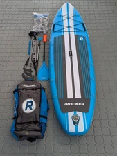 iROCKER Inflatable Paddleboard ALL-AROUND 10' x 32" SUP Package Blue w/ Extras