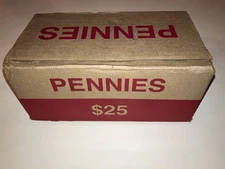 Unsearched, Sealed Bank Box of Pennies (50 rolls). Find wheats, 2025s & more!