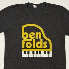 Sm BEN FOLDS Band Tee T-Shirt Piano Keys Gray Gold Grunge Indie Songwriter 2010s