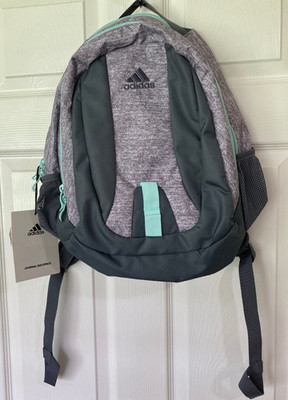ADIDAS Youth Journal Backpack Gray Aqua NEW Water Resistant Padded School Sporty