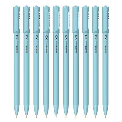 Hauser Blue Ballpoint Pens Pack of 10 0.6mm Quick Dry Refillable Ink Writing ...