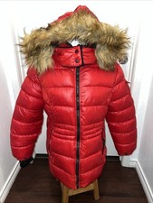 Steve Madden Hooded Shine Red Puffer Coat XXL Removable Fur On Hood RUNS SMALL 