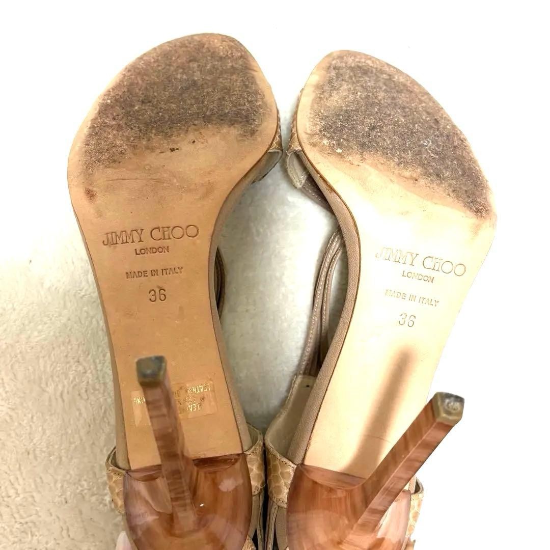 Rare Jimmy Choo Beige Python Embossed Strap Heels… - image 8