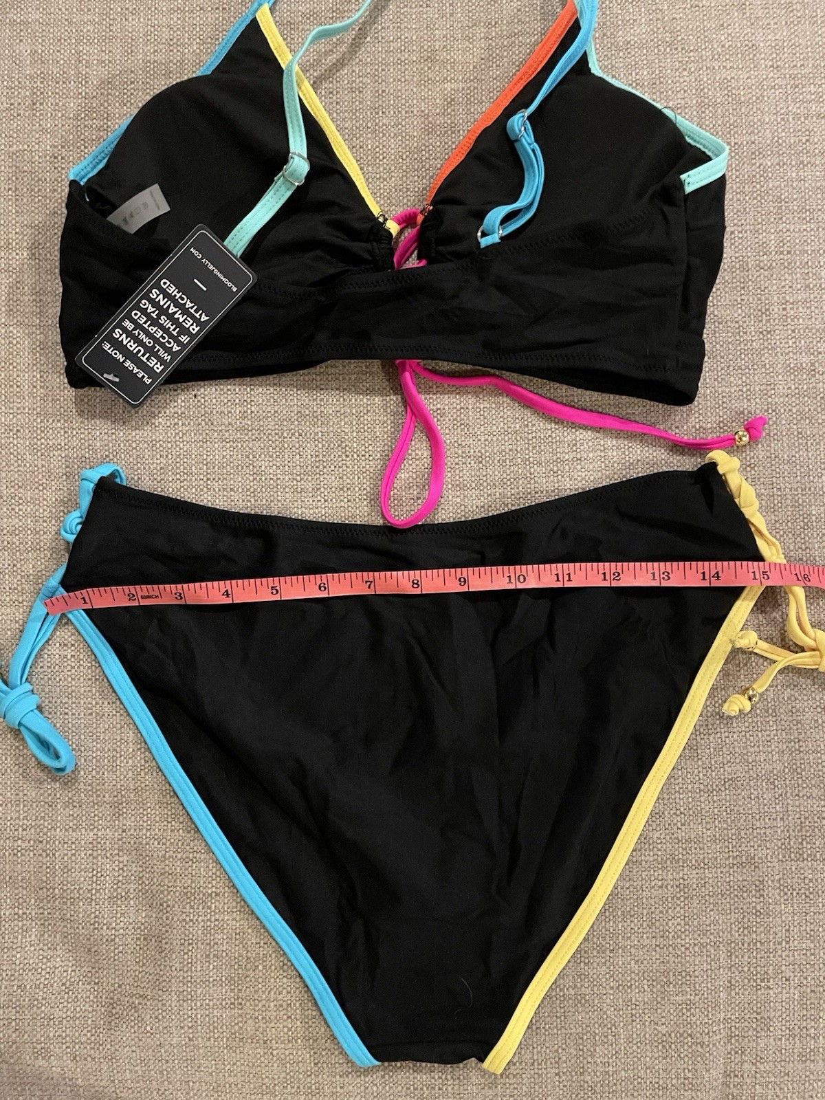 Blooming Jelly Two Piece Bikini Swimsuit Women’s Size L Neon Tie Back NWT