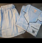 Victoria's Secret Women's Blue Satin Short Pyjama Set Nightwear Size XXL 16 2XL