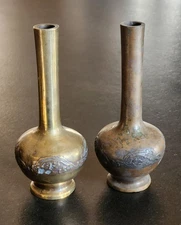 Paire De Vase Bronze Japonais Japanese Meiji Period 19 Eme